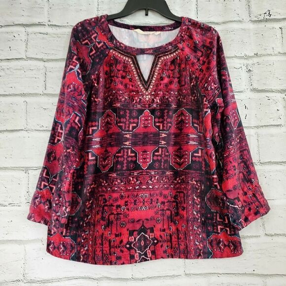 Soft Surroundings Ottoman Velvet Long Sleeve Shirt Womens Size Small - Picture 1 of 8